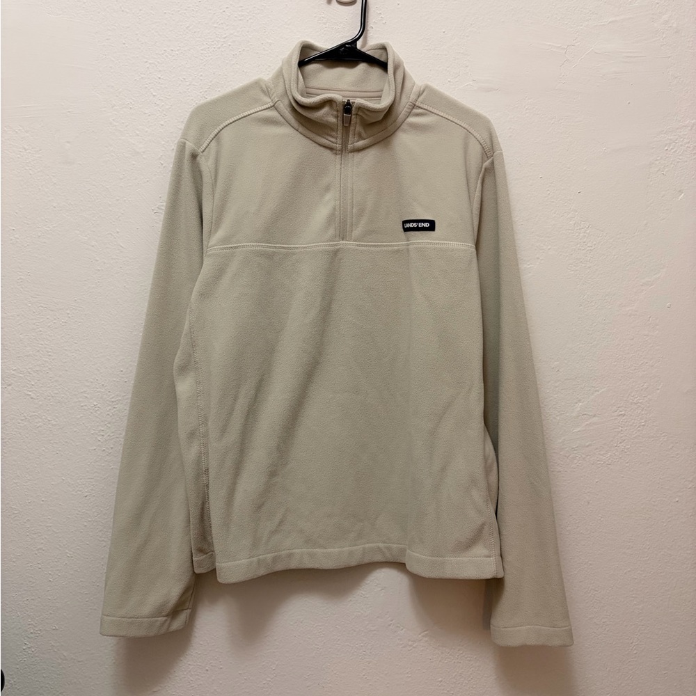 Lands' End Cream Micro Fleece Pullover